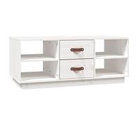 Qnhdfrt Rectangular White Solid Pine Wood Coffee Table with Drawers