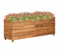 Qnhdfrt Recycled Teak Wood & Steel Raised Garden Bed, 150x40x55 cm