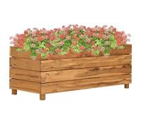 Qnhdfrt Recycled Teak Wood & Steel Rectangular Raised Planter