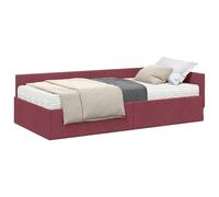 Qnhdfrt Red Fabric Corner Bed Frame with Foam Mattress, 90x190cm
