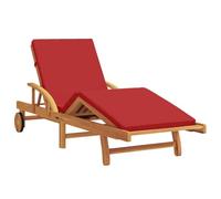 Qnhdfrt Red Solid Acacia Wood Adjustable Sun Lounger