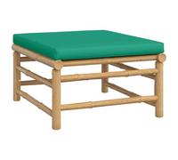Qnhdfrt Repose-Pieds de Jardin en Bambou avec Coussin Vert, Pouf d'Extérieur Modulaire pour Salon de Jardin, Terrasse et Balcon, Siège Bas Confortable, 55 x 65 x 30 cm