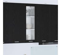 Qnhdfrt Riga - Armoire murale - 40 x 31 x 100 cm - Aspect chêne noir - Design moderne - En bois robuste - Grand espace de rangement pour cuisine, bureau, couloir