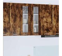 Qnhdfrt Riga Armoire suspendue en chêne fumé 60 x 31 x 80 cm 2 portes moderne espace de rangement durable pour cuisine, salle à manger, couloir