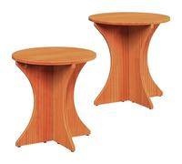 Qnhdfrt Round Solid Pine Nesting Coffee Tables, Waxed Brown, Set of 2