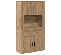 Qnhdfrt Rustic Engineered Wood Kitchen Hutch Cabinet, Artisan Oak