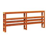 Qnhdfrt Rustic Solid Pine Wood King Headboard with Storage Shelves, Brown