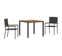 Qnhdfrt Salon de jardin 3 pièces, 190 x 90 cm, en polyrotin noir, design moderne, structure en acier robuste, meubles de jardin ergonomiques pour terrasse, balcon et événements extérieurs