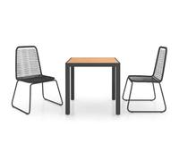 Qnhdfrt Salon de Jardin 3 Pièces, Ensemble Repas Extérieur avec 1 Table de Jardin en Alu et WPC 79x79cm et 2 Chaises en Rotin PVC Noir, Mobilier pour Balcon, Terrasse, Cour et Patio