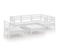 Qnhdfrt Salon de Jardin 6 Pièces en Bois de Pin Massif Blanc - Ensemble Canapé Palette Modulaire pour Terrasse et Extérieur - 3 Canapés d'angle, 2 Canapés Centraux, 1 Table