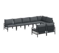 Qnhdfrt Salon de Jardin 8 Places, Ensemble Canapé d'Extérieur Design Moderne avec Coussins de Siège Confortables pour Terrasse Porche et Balcon, Cadre en Acier Noir Mat Revêtement par Poudre
