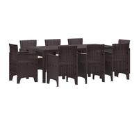 Qnhdfrt Salon de jardin 9 pièces avec table de jardin 200 x 100 cm et 8 chaises en polypropylène aspect rotin, salon d'extérieur pour terrasse et jardin, marron