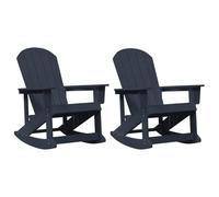 Qnhdfrt Salon de Jardin à Bascule 3 Pièces, 2 Chaises Berçantes Adirondack avec Coussins Zippés et 1 Table Basse, Mobilier de Terrasse en HDPE, Bleu Marine