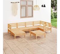 Qnhdfrt Salon de jardin en bois massif de 7 pièces - 63,5 cm - Module d'assise - Aspect palette - Système de module de mobilier de balcon robuste - Design moderne pour balcon, terrasse, jardin