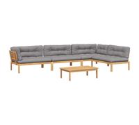 Qnhdfrt Salon de Jardin Palette 5 Pcs Bois d'Acacia Massif avec Coussins | Ensemble modulable pour terrasse et jardin avec table et coussins d'assise epais offrant un confort optimal en plein air.