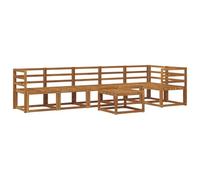 Qnhdfrt Salon d'extérieur 7 pièces en bois d'acacia massif : canapé modulaire pour jardin, terrasse et balcon, comprend une table, un siège d'angle et un siège central.