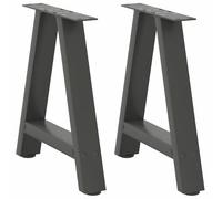 Qnhdfrt Set of 2 A-Frame Steel Coffee Table Legs, Anthracite, 38x43cm