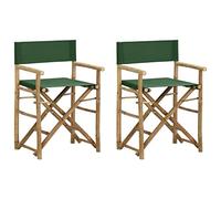 Qnhdfrt Set of 2 Bamboo Folding Director's Chairs, Green Fabric