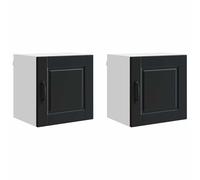 Qnhdfrt Set of 2 Black Engineered Wood Wall Kitchen Cabinets