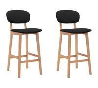 Qnhdfrt Set of 2 Black Fabric and Beech Wood Bar Stools