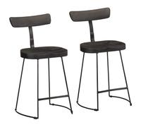 Qnhdfrt Set of 2 Black Mango Wood and Metal Bar Stools with Backrest