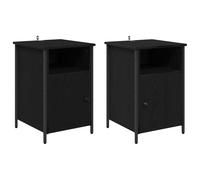 Qnhdfrt Set of 2 Black Oak Engineered Wood Nightstands