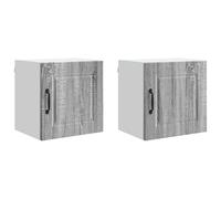 Qnhdfrt Set of 2 Engineered Wood Kitchen Wall Cabinets, Sonoma Gray
