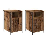 Qnhdfrt Set of 2 Engineered Wood Nightstands with Steel Legs