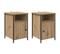 Qnhdfrt Set of 2 Engineered Wood Nightstands with Steel Legs