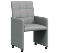 Qnhdfrt Set of 2 Fabric Dining Chairs with Wheels, Light Gray