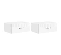 Qnhdfrt Set of 2 Floating Nightstands Glossy White with Drawer
