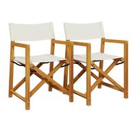 Qnhdfrt Set of 2 Folding Acacia Wood Director Chairs, Cream White