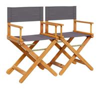 Qnhdfrt Set of 2 Folding Acacia Wood Director's Chairs, Dark Gray