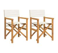 Qnhdfrt Set of 2 Folding Solid Teak Director's Chairs, Cream