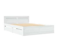 Qnhdfrt Set of 2 Full Bed Frames with Headboard and Drawers, White Wood
