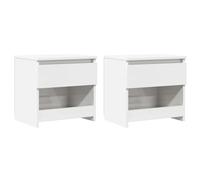 Qnhdfrt Set of 2 Glossy White Engineered Wood Nightstands