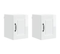 Qnhdfrt Set of 2 Glossy White Engineered Wood Wall Kitchen Cabinets