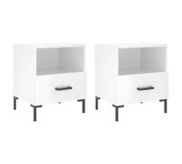 Qnhdfrt Set of 2 Glossy White Nightstands with Drawer