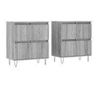 Qnhdfrt Set of 2 Gray Engineered Wood & Metal Buffet Cabinets