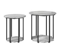 Qnhdfrt Set of 2 Grey Industrial Wood and Metal End Tables
