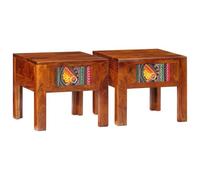 Qnhdfrt Set of 2 Honey Brown Solid Acacia Wood Nightstands
