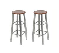 Qnhdfrt Set of 2 Industrial 27.5-inch Bar Stools, Brown MDF & Steel