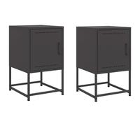 Qnhdfrt Set of 2 Industrial Black Steel Nightstands