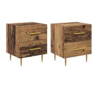 Qnhdfrt Set of 2 Industrial Engineered Wood Nightstands, Antique Wood