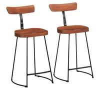 Qnhdfrt Set of 2 Industrial Mango Wood and Metal Bar Stools with Backrest