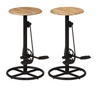 Qnhdfrt Set of 2 Industrial Round Mango Wood and Steel Bar Stools