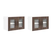 Qnhdfrt Set of 2 Kitchen Wall Cabinets, Engineered Wood, Brown Oak