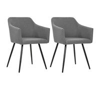 Qnhdfrt Set of 2 Light Gray Fabric Dining Chairs with Armrests