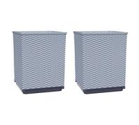 Qnhdfrt Set of 2 Light Gray Plastic Square Planters, 12-inch