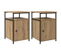 Qnhdfrt Set of 2 Modern Engineered Wood Nightstands, Artisan Oak